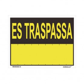 Rotulo "es traspassa" (pvc 0.4mm) 35x45cm normaluz