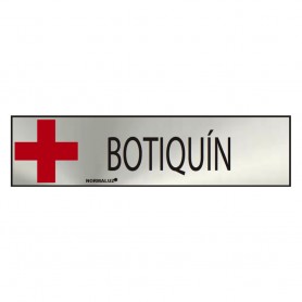 Cartel informativo "botiquin" (inox adhesivo 0.8mm) 5x20cm normaluz