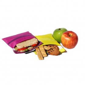 Porta snacks reutilizable snack'n'go lila-amarillo 16x16cm