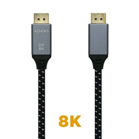 Cable DisplayPort 1.4 8K Aisens A149-0438/ DisplayPort Macho - DisplayPort Macho/ 3m/ Negro Gris
