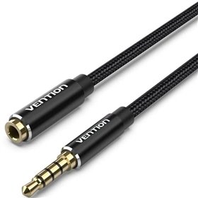 Cable Estéreo Vention BHCBJ/ Jack 3.5 Macho - Jack 3.5 Hembra/ 5m/ Negro