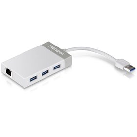 Hub USB 3.0 Trendnet TU3-ETGH3/ 3xUSB/ 1xRJ45/ Blanco y Gris