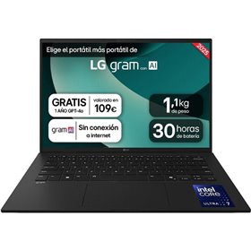 Portátil LG Gram 14ZD90T-G.AX78B Intel Core Ultra 7-255H/ 16GB/ 1TB SSD/ 14'/ Sin Sistema Operativo