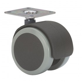Rueda giratoria con placa y eje liso, color negro / gris, carga máx. 50 kg, 42 x 42 mm, ø 5 cm