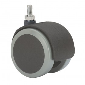 Rueda giratoria espiga roscada y eje liso, color negro / gris, carga máx. 50 kg, 10 x 15 mm, ø 5 cm