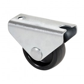 Rueda fija con placa y eje liso de dos fijaciones, color negro, carga máx. 40 kg, ø 2,5 cm