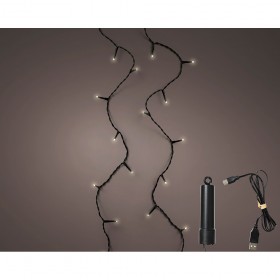 Guirnalda led multifunción exterior con bateria 100 leds multicolor con cable negro 7,4 m