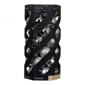 Bolas decoración árbol navidad ø6 cm, plata, caja 35 uds
