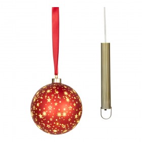Bola micro led luz cálida, uso interior, a pilas, ø14 cm, roja con alambre plateado