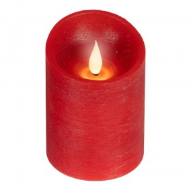 Vela de cera led, con parte superior curva, color rojo ø7,5 x 10,5 cm