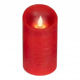 Vela de cera led, con parte superior curva, color rojo ø7,5 x 12,5 cm
