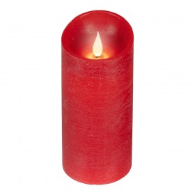 Vela de cera led, con parte superior curva, color rojo ø7,5 x 17 cm
