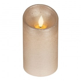 Vela de cera led, con parte superior curva, color dorado ø7,5 x 12,5 cm