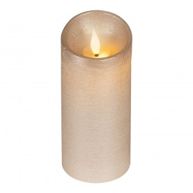 Vela de cera led, con parte superior curva, color dorado ø7,5 x 17 cm