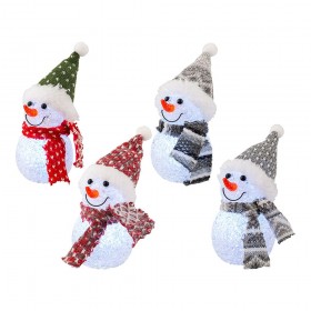 Muñeco de nieve con microled, uso interior, modelo variados, ø6 x 16 cm