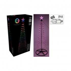 Árbol de navidad 370 led rgb negro exterior 210 cm