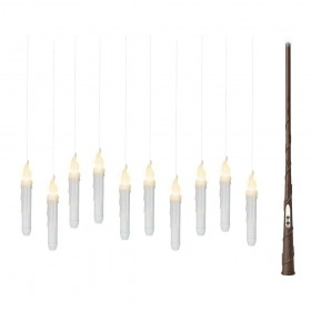 Velas led efecto llama mágica para uso interior, 10 uds + barita