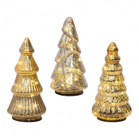 Árbol de vidrio con micro led, luz fija cálida, uso interior, modelos variados, 3 uds