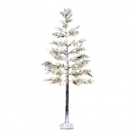 Árbol nevado led con función fija y parpadeante para uso exterior, 72 leds, ø60 x 1,5 m
