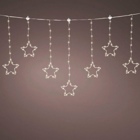 Cortina multifunción, exterior, con estrellas, blanco cálido, cable plateado, 1,2 m