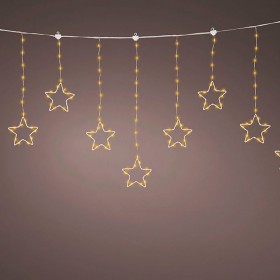 Cortina multifunción, exterior, con estrellas, blanco cálido, cable cobre, 1,2 m