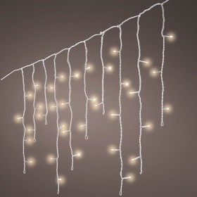Cortina multifunción, exterior, con carámbanos, blanco cálido, cable blanco, 5 m