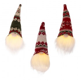 Figura decoración led gnomo de poliéster luz fija colores surtidos