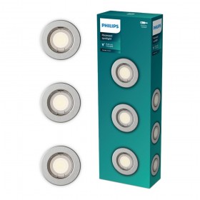 Aro empotrable redondo de metal, modelo peridot, fijo, gu10, níquel, ø8,3 cm, 3 uds