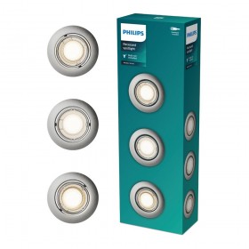 Aro empotrable redondo de metal, modelo peridot, basculante, gu10, níquel, ø9 cm, 3 uds
