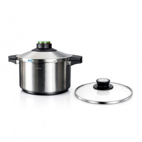 Olla a presión prêst 6 l acero inoxidable 18/10, incluye tapa de cristal, ø24 cm