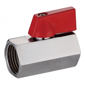 Válvula esfera mini h-h ½ pulg con palanca roja
