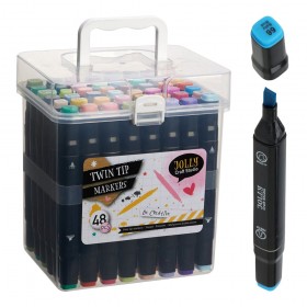 Marcadores de doble punta, caja de 48 uds
