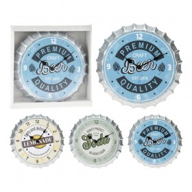 Reloj de pared en forma de chapa de botella, modelos variados, ø31 cm