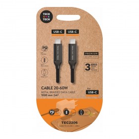 Cable usb-c a usb-c 20-60 w 3 a, negro, 1m