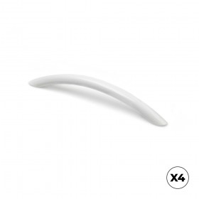 Tirador de mueble tipo asa, modelo 158, de zamak con acabado blanco metálico, 128 mm, blíster 4 uds