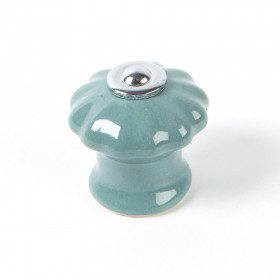 Pomo para mueble, modelo e524, de porcelana y acero con acabado azul grisáceo, ø28 mm