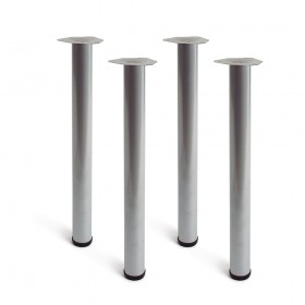 Pata cilíndrica de mesa, modelo 4406, de acero en color aluminio, ø60 x 710 mm, 4 uds