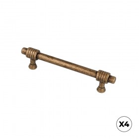 Tirador de mueble tipo asa, modelo 180m, de zamak con acabado oro viejo, 96 mm, blíster 4 uds