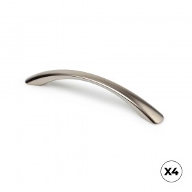 Tirador de mueble tipo asa, modelo 589a, de aluminio con acabado níquel bisú, 128 mm, blíster 4 uds