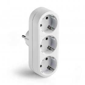 Adaptador triple 2p+t 16a 250 v con entrada frontal, blanco, blister