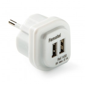 Adaptador 2 usb-a 2,1a 5 v blanco, blister