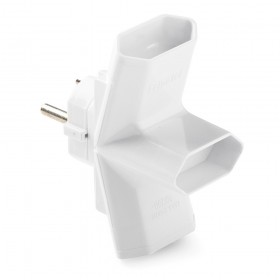 Clavija triple bipolar 10a 250 v espigas 4,8 mm, retractilado