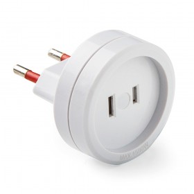 Adaptador europeo - americano, 6a 250 v, blanco, blister