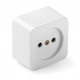 Base de superficie cuadrada 16a 250 v, blanca, retractilado