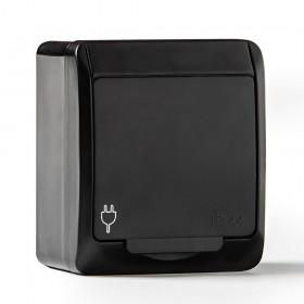 Base t/tl estanca, ip44 16 a 250 v, negro, blister
