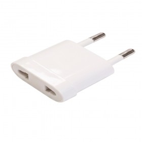 Adaptador europeo - universal, 10a 250 v, espigas 4 mm, blanco, retractilado