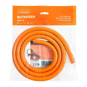 Kit tubo pvc para gas butano 1,5 m y 2 abrazaderas