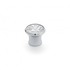 Blister con 4 pomos redondos para mueble fabricado en cristal acabado cromo brillo - transparente mod. 943 ø27mm rei