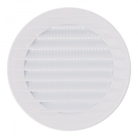 Rejilla ventilación redonda empotrable, abs, con mosquitera ø90mm blanca