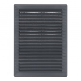 Rejilla ventilacíón rectangular empotrable con mosquitera abs 135x205mm gris